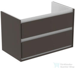 Ideal Standard CONNECT AIR 80x44 cm-es 2 fiókos alsószekrény pult és mosdó nélkül, Matt sötétbarna/matt fehér E0819VY (E0819VY)