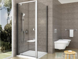 RAVAK PIVOT PDOP1+PPS 80x90 cm-es nyílóajtós zuhanykabin fix oldalfallal, szatén/transparent 03G40U00Z1SET80PPS90 (03G40U00Z1SET80PPS90)