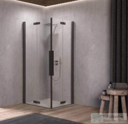 Kolpa San Polaris Fold Q 100 B/1 szögletes harmonika rendszerű zuhanykabin, fekete 516140 (516140)