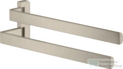 Hansgrohe AXOR UNIVERSAL SOFTSQUARE 40, 9 cm-es dupla törölközőtartó, szálcsiszolt nikkel 42821820 (42821820)