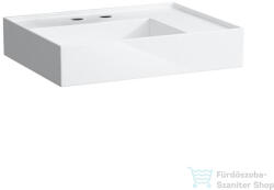 Laufen Kartell By Laufen 60x46 cm-es 2 csaplyukas mosdó jobb oldali polccal, speciálisan fedett lefolyóval, LCC bevonattal, fehér H8103344008151 (H8103344008151)