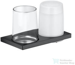 KEUCO EDITION 11 szappanadagoló, 180 ml, pohártartóval, szálcsiszolt fekete - króm 11153139000 (11153139000)