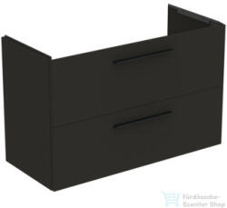 Ideal Standard I. LIFE A 100x44 cm-es 2 fiókos fali szekrény mosdó és fogantyú nélkül, Carbon grey matt T5257NV (T5257NV)