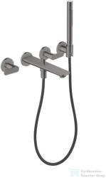 Hansgrohe AXOR CITTERIO C falsík alatti kádtöltő csaptelep zuhanyszettel, rombuszmetszéses fogantyúval, alaptest nélkül, polírozott fekete króm 49481330 (49481330)