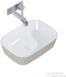 AREZZO design Reni pultra ültethető mosdó 46x33 cm, fényes fehér/matt bézs AR-146114 (AR-146114)
