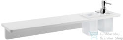 SAPHO ABELINE rockstone polc, 2 furattal, 1 pohárral, 1 szappanadagolóval, 600x12x100mm, matt fehér (AE602-0101-02) (AE602-0101-02)