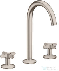 Hansgrohe AXOR ONE 170 3 üléses mosdó csaptelep, klik-klak leeresztővel, rozsdamentes acél hatású 48040800 (48040800)