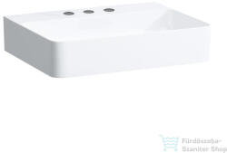 Laufen Val SaphirKeramik 55x42 cm-es túlfolyó nélküli csiszolt aljú mosdó 3 csaplyukkal, matt fehér H8162827571581 (H8162827571581)