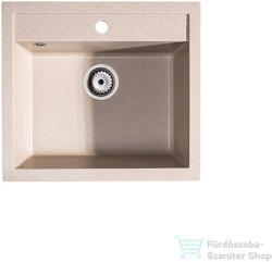 LunArt Cuki 56x51 cm-es öntött gránit mosogató medence szifon nélkül, Beige 5999861632138 (5999861632138)