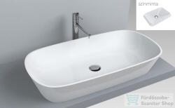 LunArt Salem 80x40 cm-es pultra ültethető öntöttmárvány mosdó csaplyuk és túlfolyó nélkül, matt fehér 5999123005564 (5999123005564)