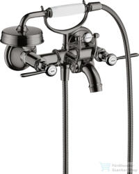 Hansgrohe AXOR MONTREUX kétkaros kádtöltő csaptelep zuhanyszettel, polírozott fekete króm 16551330 (16551330)