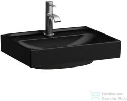 Laufen MEDA 45x35 cm-es falra/bútorra szerelhető csiszolt aljú mosdó túlfolyó nélkül. matt fekete H8161117161111 (H8161117161111)