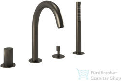 Bugnatese MOON 4 üléses peremre szerelhető kádtöltő csaptelep zuhanyszettel, grafit 7255GF (7255GF)