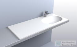 LunArt Kinsley R 120x50 cm-es beépíthető öntöttmárvány mosdó túlfolyó nélkül, fényes fehér 5999123011459 (5999123011459)