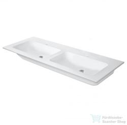 Duravit ME BY STARCK 130x49 cm dupla mosdó csaplyuk nélkül, Wondergliss bevonattal, White Satin Matt 23361332601 (23361332601)