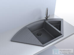 LunArt Beren 110x57, 5 cm-es öntött gránit mosogató medence gyümölcsmosóval, szifon nélkül, szürke 5999861632626 (5999861632626)