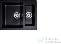 LunArt Marko 60, 5x49, 5 cm-es öntött gránit mosogató medence gyümölcsmosóval, szifon nélkül, Midnight black 5999861632169 (5999861632169)