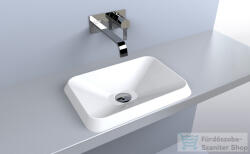 LunArt Aaron 44x31 cm-es beépíthető öntöttmárvány mosdó csaplyuk és túlfolyó nélkül, matt fehér 5999123000484 (5999123000484)