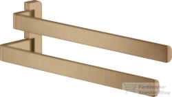 Hansgrohe AXOR UNIVERSAL SOFTSQUARE 40, 9 cm-es dupla törölközőtartó, szálcsiszolt bronz 42821140 (42821140)