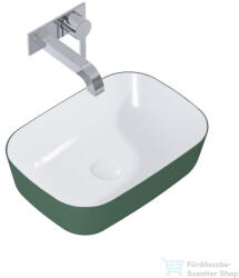 AREZZO design Reni pultra ültethető mosdó 46x33 cm, fényes fehér/matt zöld AR-146115 (AR-146115) - furdoszoba-szaniter
