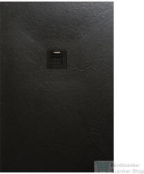 AREZZO design SOLIDSoft zuhanytálca 206x100 cm, FEKETE, színazonos lefolyóval (2 doboz) AR-100206B (AR-100206B)