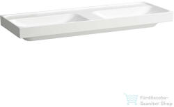 Laufen MEDA 130x46 cm-es falra/bútorra szerelhető dupla mosdó túlfolyó és csaplyuk nélkül, matt fehér H8141127571121 (H8141127571121)