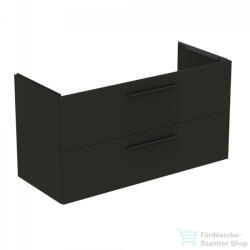 Ideal Standard I. Life B 120x50, 5 cm-es 2 fiókos fali szekrény mosdó és fogantyú nélkül, Carbon grey matt T5514NV (T5514NV)