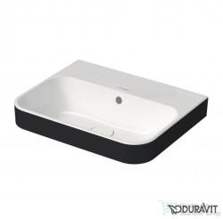 Duravit HAPPY D. 2 PLUS 50x40 cm-es ráültethető csiszolt mosdó csaplyuk nélkül, Wondergliss bevonattal, fehér/antracit matt 23605061601 (23605061601)