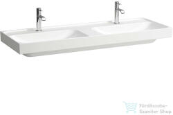 Laufen MEDA 130x46 cm-es falra/bútorra szerelhető dupla mosdó túlfolyó nélkül, fehér H8141120001111 (H8141120001111)