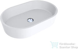 LunArt Jagger 55x35, 1 cm-es pultra ültethető öntöttmárvány mosdó csaplyuk és túlfolyó nélkül, matt fehér 5999123005366 (5999123005366)