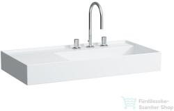 Laufen Kartell By Laufen 90x46 cm-es csiszolt aljú mosdó, bal oldali polccal, 3 csaplyukkal, matt fehér H8183397571581 (H8183397571581)