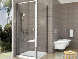 RAVAK PIVOT PDOP1+PPS 80x100 cm-es nyílóajtós zuhanykabin fix oldalfallal, króm/transparent 03G40C00Z1SET80PPS100 (03G40C00Z1SET80PPS100)