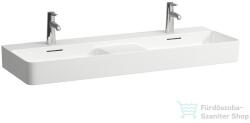 Laufen Val SaphirKeramik 120x42 cm-es mosdó 2 csaplyukkal, félig száraz zónával, LCC bevonattal, fehér H8142824001041 (H8142824001041)