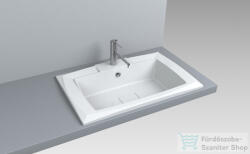 LunArt Elon 69, 6x44, 9 cm-es beépíthető öntöttmárvány mosdó, fényes fehér 5999123005519 (5999123005519)