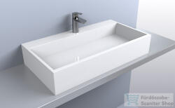 LunArt Robyn 800 78, 7x42 cm-es pultra ültethető öntöttmárvány mosdó túlfolyó nélkül, fényes fehér 5999123004109 (5999123004109)