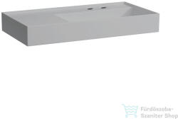 Laufen Kartell By Laufen 90x46 cm-es mosdó 2 csaplyukkal, túlfolyó nélkül, bal oldali polccal, matt szürke H8103397598151 (H8103397598151)