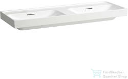 Laufen MEDA 130x46 cm-es falra/bútorra szerelhető dupla mosdó csaplyuk nélkül, matt fehér H8141127571091 (H8141127571091)