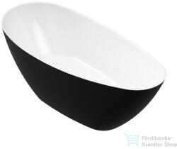 AREZZO design PALMYRA öntöttmárvány szabadonálló kád, fényes fekete-fehér AR-Palmyra150BWHG (AR-Palmyra150BWHG)