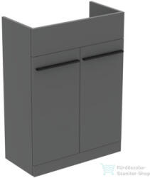 Ideal Standard I LIFE A 60x30 cm-es 2 ajtós álló alsószekrény mosdó, munkalap és fogantyú nélkül, Quartz grey matt T5262NG (T5262NG)