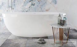 LunArt Amina 180x80 cm-es szabadon álló öntöttmárvány kád szifon nélkül, fényes fehér 5999123007223 (5999123007223)