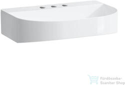 Laufen Sonar 60x42 cm-es csiszolt aljú, túlfolyó nélküli mosdó 3 csaplyukkal, fehér H8163420001581 (H8163420001581)