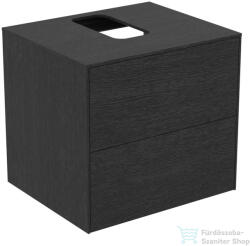 Ideal Standard CONCA 60, 2x50, 5 cm-es 2 fiókos szekrény kivágott lappal, mosdó nélkül, Smoked oak T3940Y4 (T3940Y4)