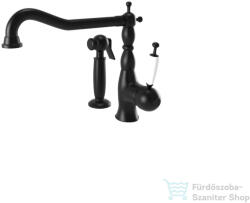 Bugnatese OXFORD álló mosogató csaptelep kihúzható zuhanyfejes szettel, matt fekete 6384NE (6384NE)