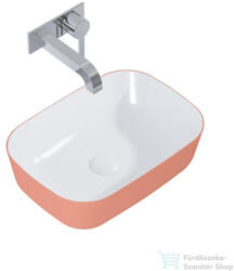 AREZZO design Reni pultra ültethető mosdó 46x33 cm, fényes fehér/matt terra pink AR-146110 (AR-146110) - furdoszoba-szaniter