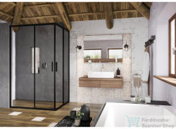 RAVAK BLIX SLIM BLSRV2K+BLSRV2K 80x80 cm-es tolóajtós, sarokbelépős zuhanykabin, fekete/transparent X1XM40300Z1SET8080 (X1XM40300Z1SET8080)