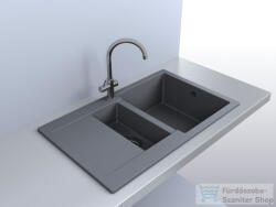 LunArt Theodore 78, 6x48, 9 cm-es öntött gránit mosogató medence gyümölcsmosóval, szifon nélkül, Szürke 5999861632824 (5999861632824)