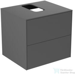 Ideal Standard CONCA 60, 2x50, 5 cm-es 2 fiókos szekrény kivágott lappal, mosdó nélkül, matt antracit T3940Y2 (T3940Y2)