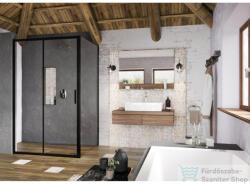 RAVAK BLIX SLIM BLSDP2+BLSPS 110x80 cm-es tolóajtós zuhanykabin fix oldalfallal, fekete/transparent X0PMD0300Z1SET110BLSPS80 (X0PMD0300Z1SET110BLSPS80)