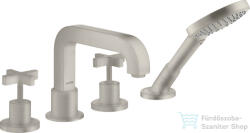 Hansgrohe AXOR CITTERIO 4 üléses peremre szerelhető kádtöltő csaptelep zuhanyszettel, rozsdamentes acél hatású 39453800 (39453800)