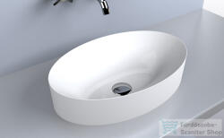 LunArt Shawn 50x32 cm-es pultra ültethető öntöttmárvány mosdó csaplyuk és túlfolyó nélkül, fényes fehér 5999123005113 (5999123005113)